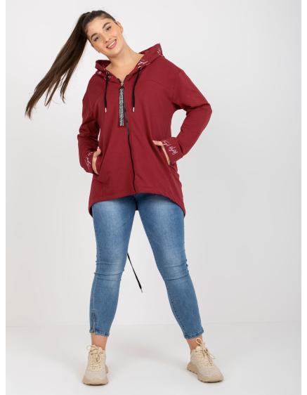 Dámska mikina so zipsom plus size VIVIAN bordó