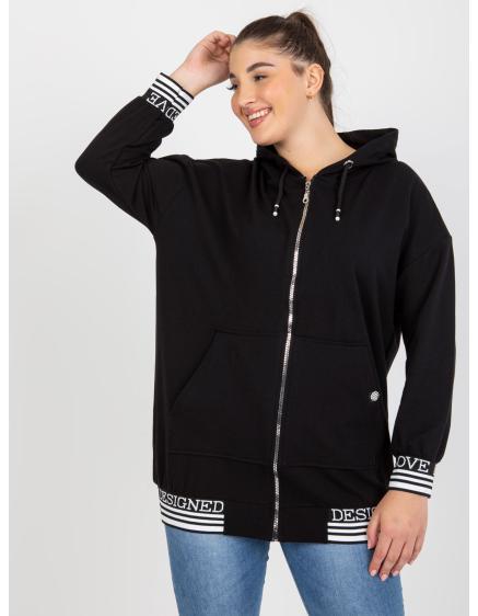 Női plus size kapucnis pulóver ULA fekete