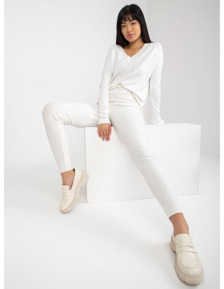 Női bordázott derekú nadrág FAY ekrü színű