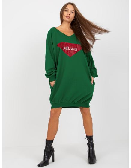 Dámska blúzka s aplikáciou oversize LINE tmavo zelená