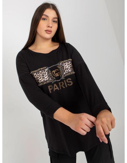 Dámska blúzka s okrúhlym výstrihom plus size ORLENA čierna