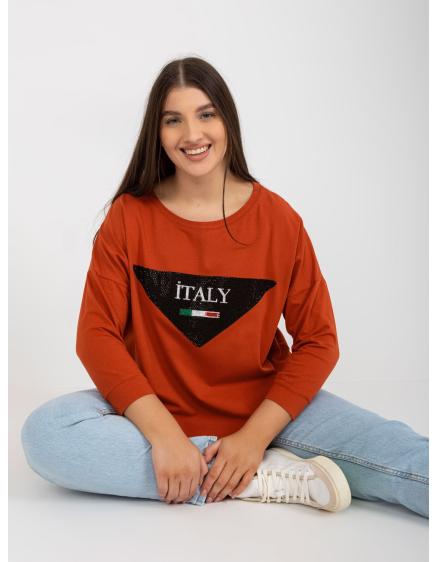 Dámská halenka s aplikacemi plus size FAWNIA cihlová