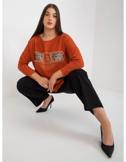 Dámska blúzka s aplikáciami plus size CHERELL tehlová