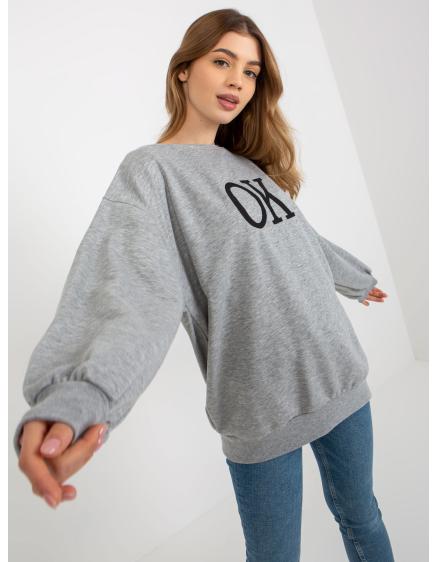 Dámska mikina oversize s kapucňou a výšivkou CAILYN šedá
