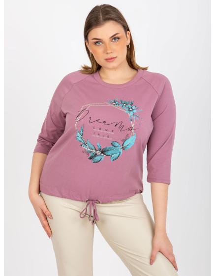 Dámská halenka s kamínkovou aplikací plus size LIBBY růžová