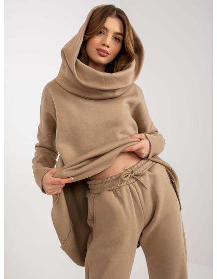 Női alap melegítőnadrág aszimmetrikus blúzzal PASCALE sötétbézs sötétbézs