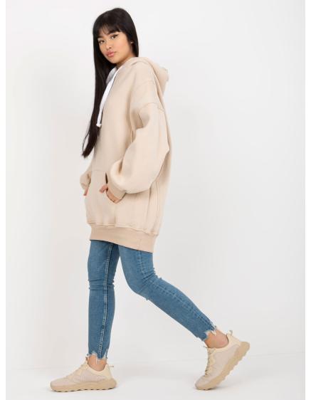 Dámska mikina basic s oversize strihom ANY béžová