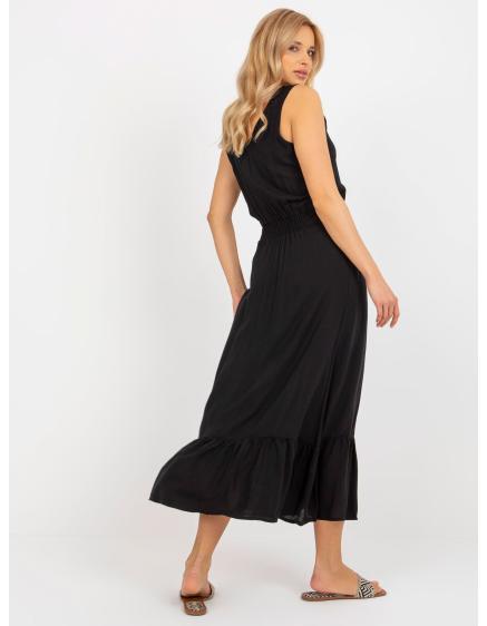 Dámske šaty s volánom bez rukávov maxi FRESH MADE čierne