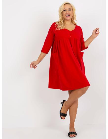 Dámske šaty plus size s vreckami BASIC červené