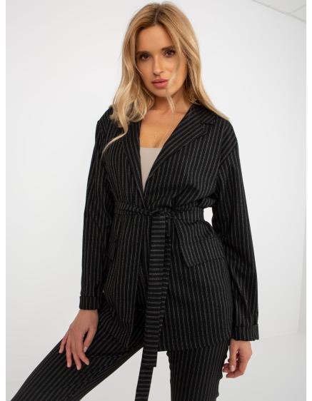 Női elegáns csíkos kabát HILDA fekete
