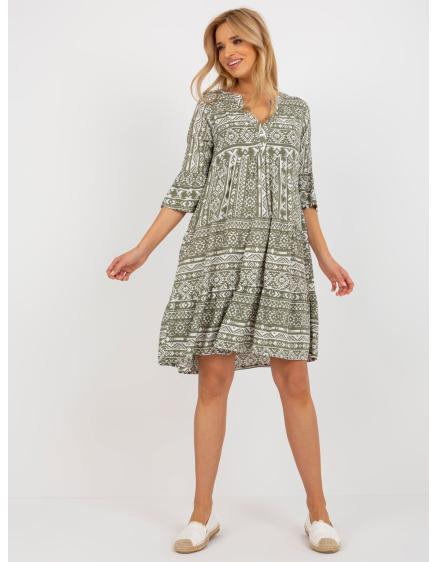 Női boho ruha fodros fodros SUBLEVEL khaki