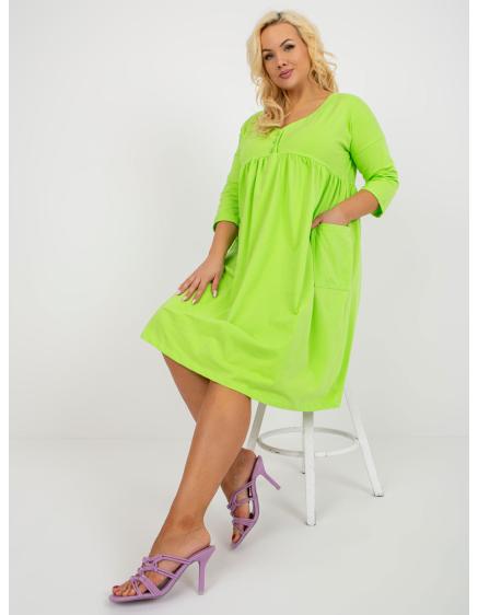 Dámske šaty s gombíkmi plus size BASIC lipovo zelené