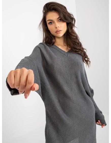 Dámske šaty oversize pletené BASILIA tmavo šedé