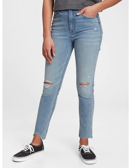 Tini farmernadrág sky magasan felsliccelt skinny boka