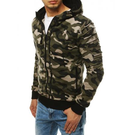 Pánská mikina na zip s kapucí moro khaki BX4532