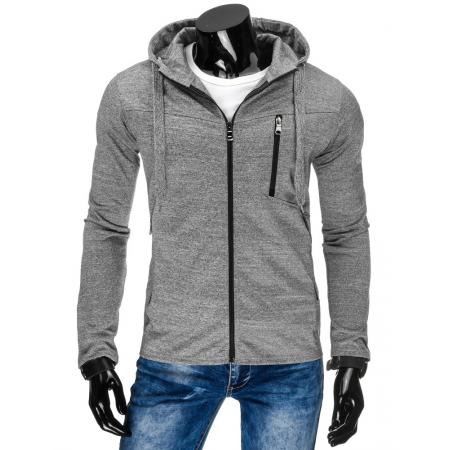 Modern Férfi kapucnis pulóver cipzárral Gray