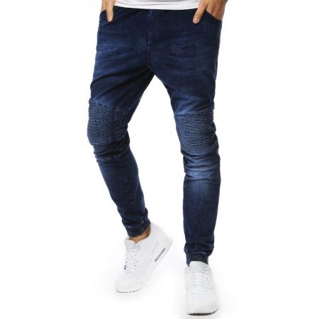 Pánske jogger nohavice denim look tmavo modré