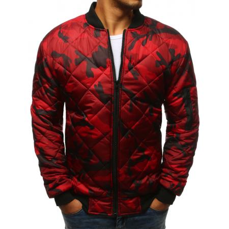 Pánska maskáčová STYLE bunda prešívaná bomber jacket camo červená