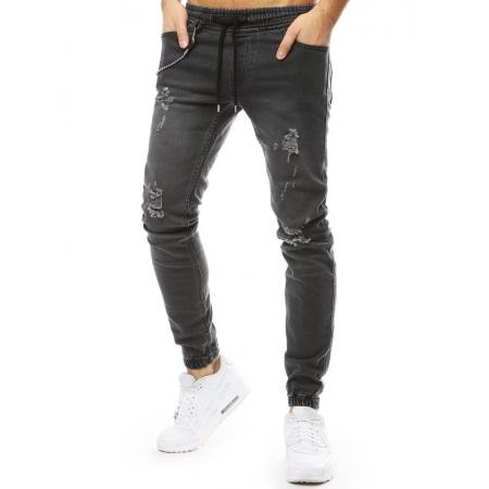 Pánské kalhoty denim look jogger antracitové
