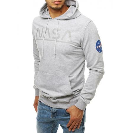 Pánska mikina NASA s kapucňou svetlo šedé BX4593