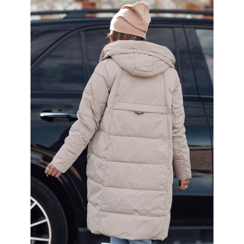 Dámská zimní bunda NORFFI dlouhá prošívaná s kapucí béžová