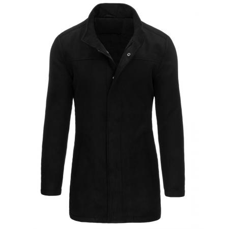 Pánský černý stylový kabát se zapínáním na zip