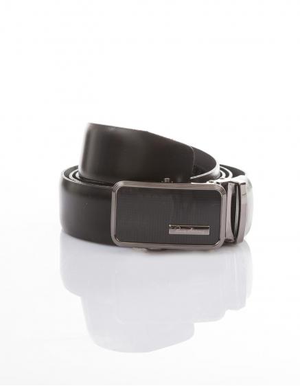 Černý klasický pánský kožený opasek s automatickou sponou