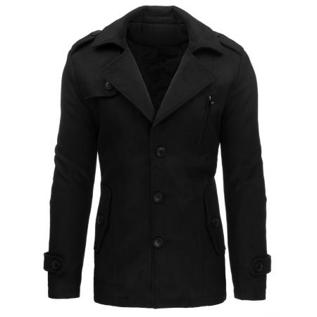 Pánský moderní černý zimní kabát