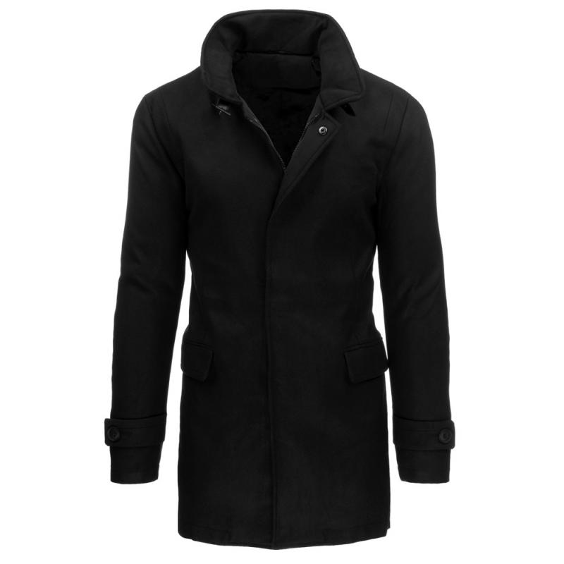 Pánský černý originální kabát se zapínáním na zip