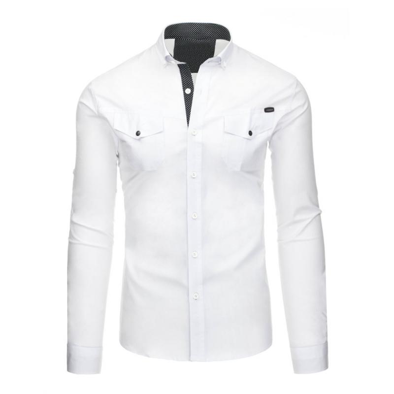 Pánská stylová košile bílá s dlouhým rukávem