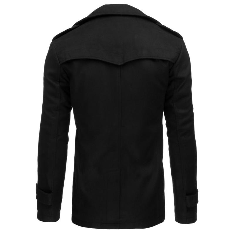 Pánský moderní černý zimní kabát