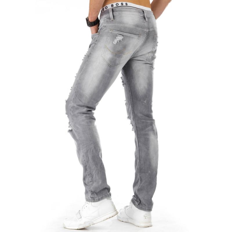 Pánské moderní jeansové kalhoty šedé