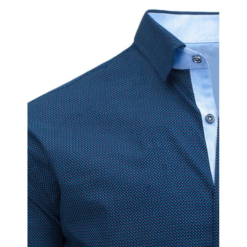 Pánská stylová košile modrá s dlouhým rukávemslim fit