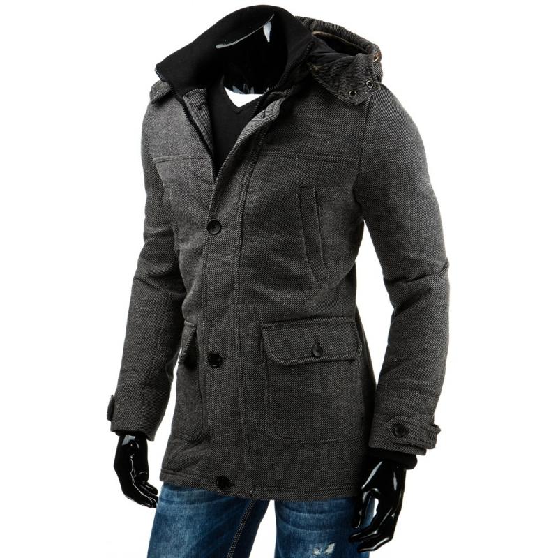 Pánský stylový jednořadový šedý kabát