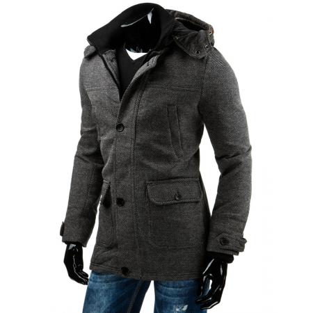 Pánský stylový jednořadový šedý kabát