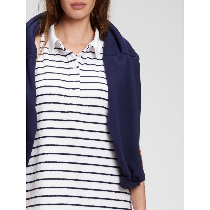 Pruhované froté šaty s golierom