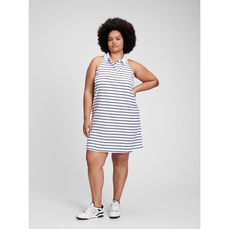 Pruhované froté šaty s golierom