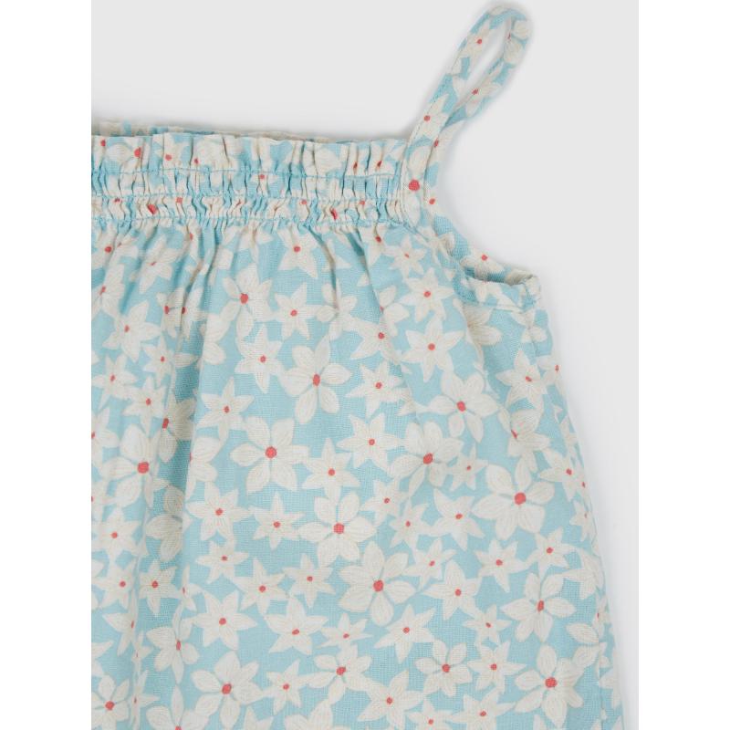 Baba vászon virágos kezeslábas