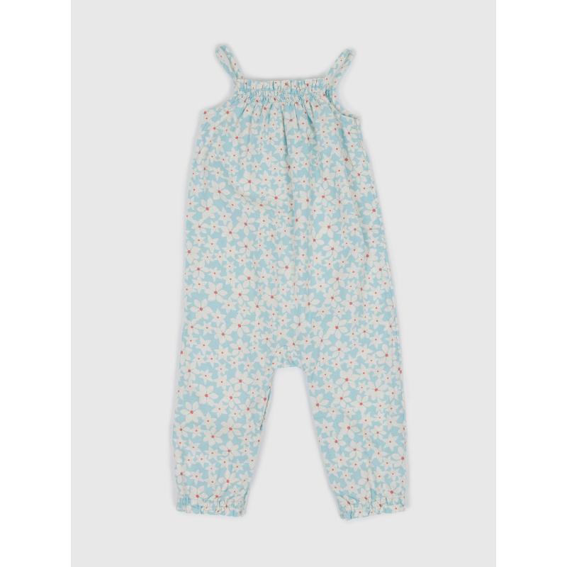 Baba vászon virágos kezeslábas