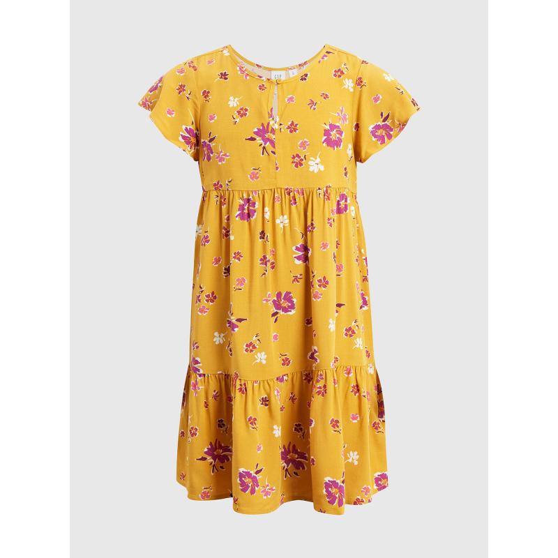 Detské rifľové šaty s kvetinovým vzorom
