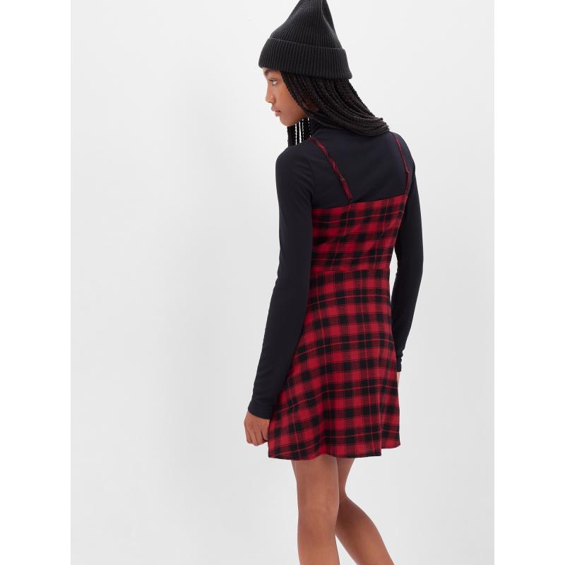 Kárované šaty bez ramienok pre tínedžerov