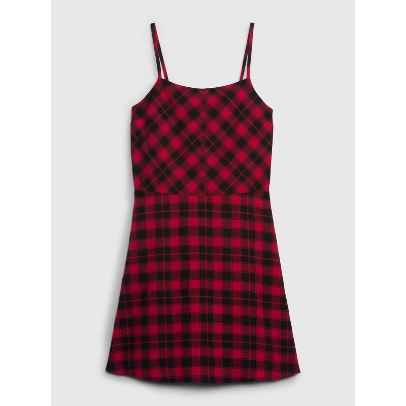 Kárované šaty bez ramienok pre tínedžerov