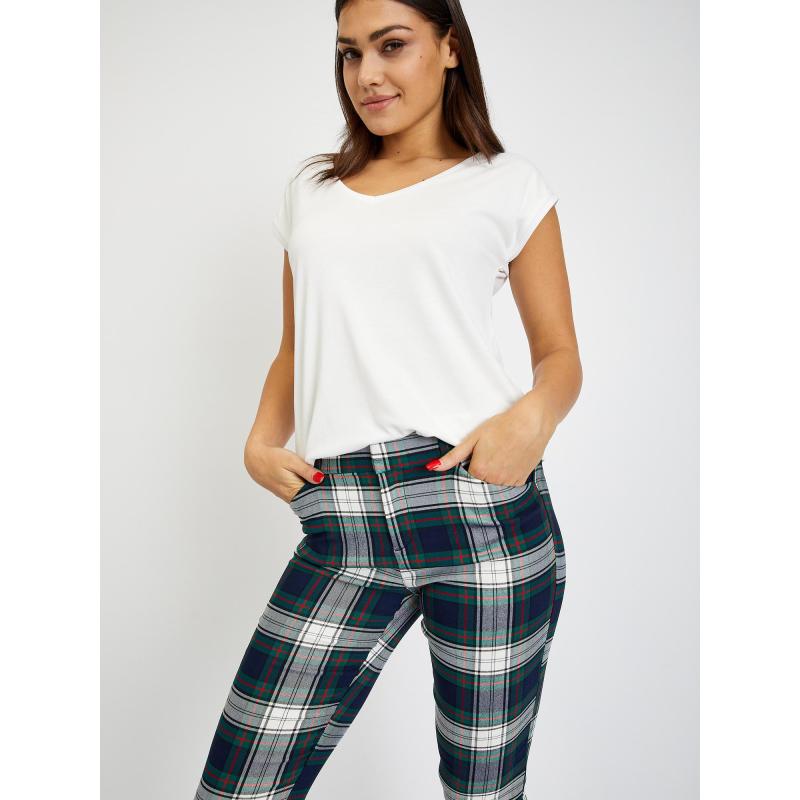 Kárované úzke bi-stretch nohavice