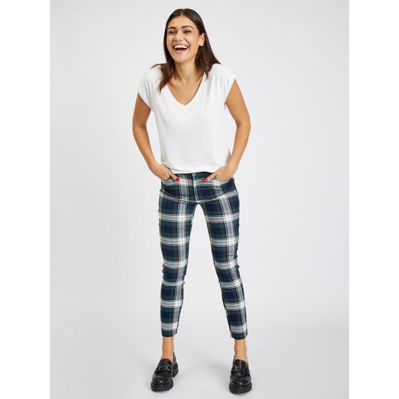 Kárované úzke bi-stretch nohavice