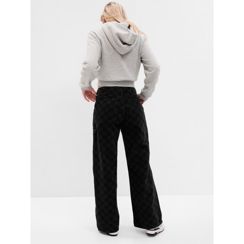Teen džíny wide stride šachovnice