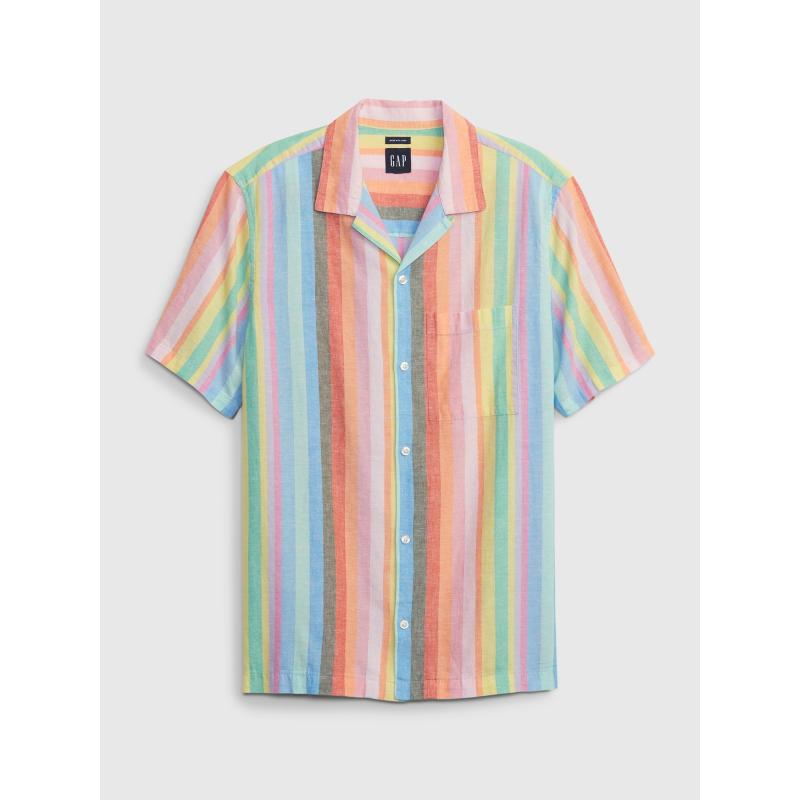 Lněná pruhovaná košile Unisex