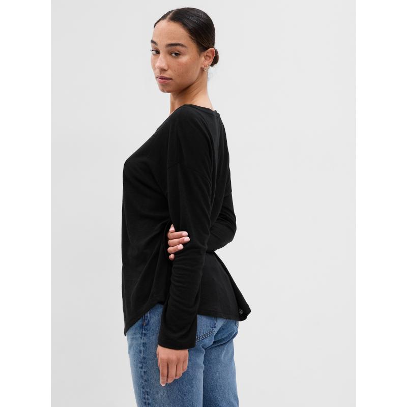 Ľanové tričko s dlhým rukávom