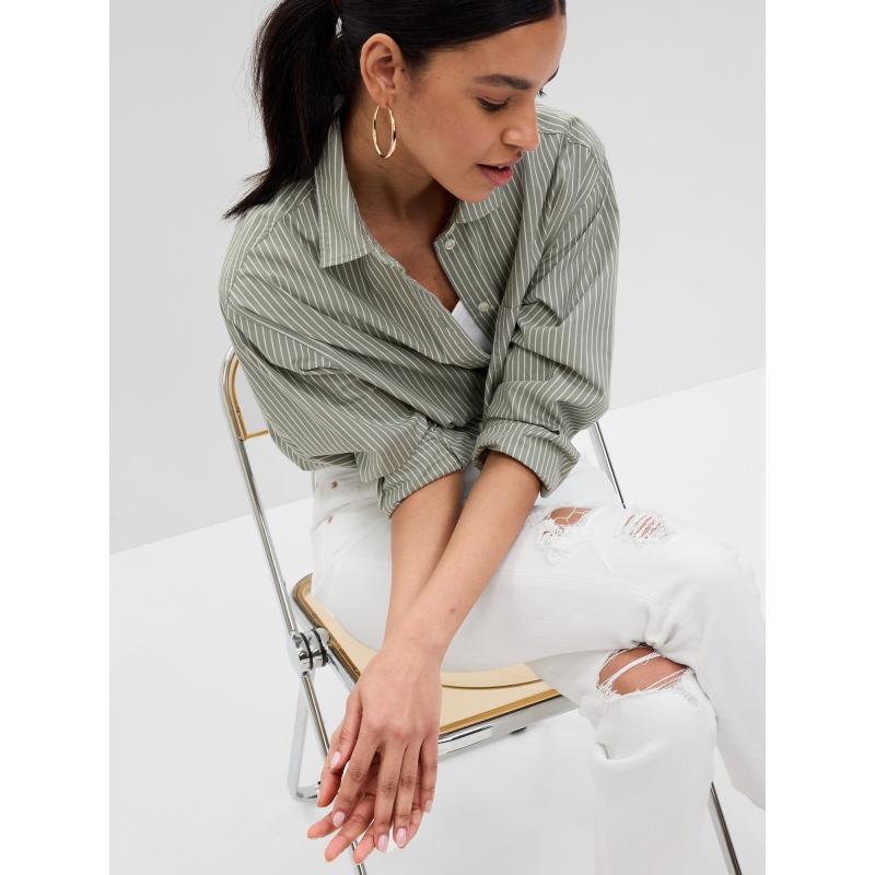 Fehér, egyenes, magasított farmer