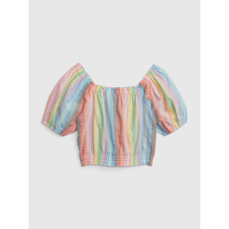 Dětský lněný pruhovaný top