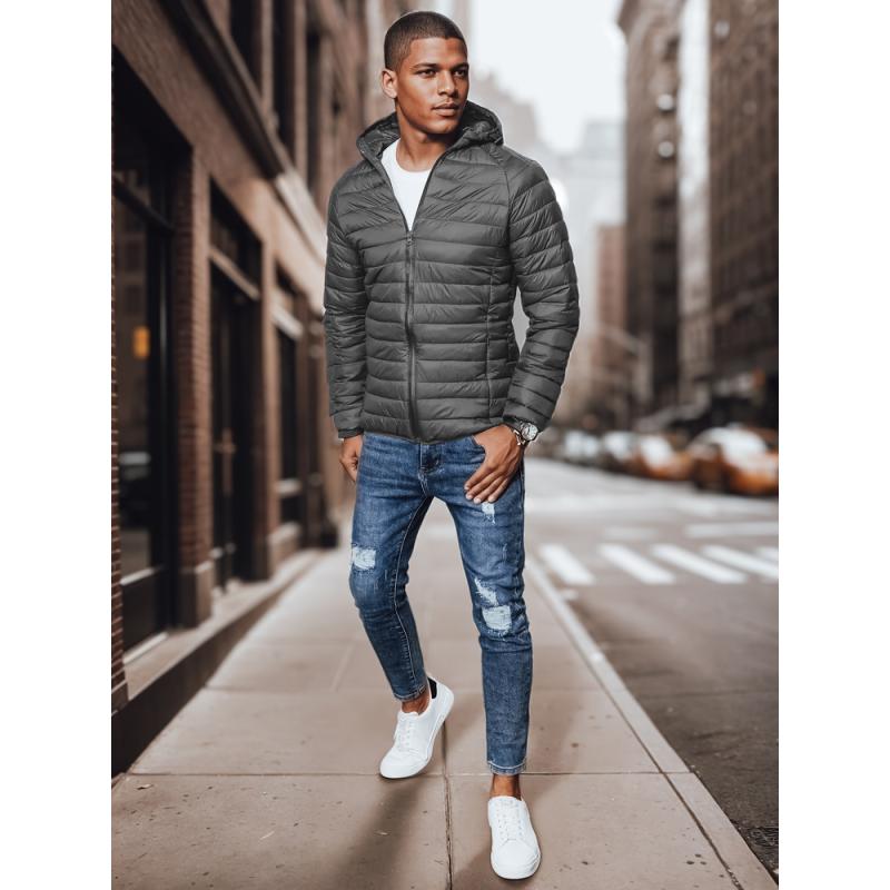 Pánská bunda přechodová prošívaná FINA tmavě šedá